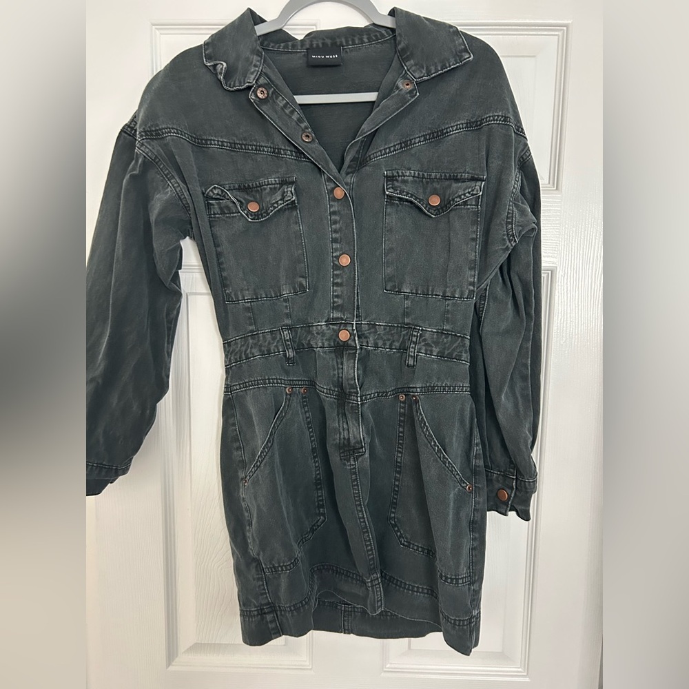 Dark Gray Denim Workwear dress